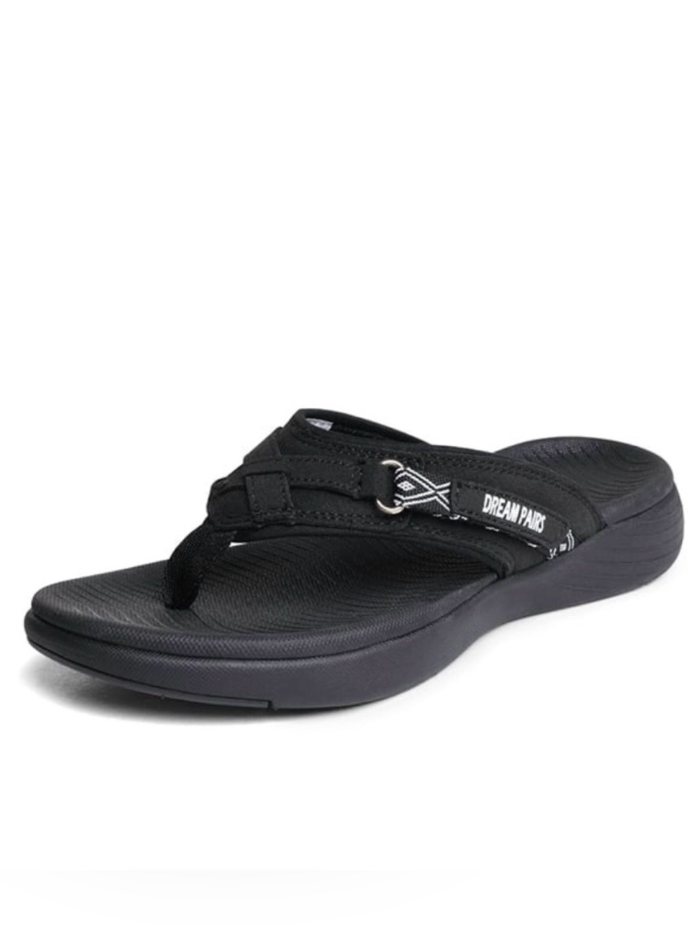 NEW DREAM PAIRS Comfort Arch Support Flip Flop Sandal in Black Size 6 1/2